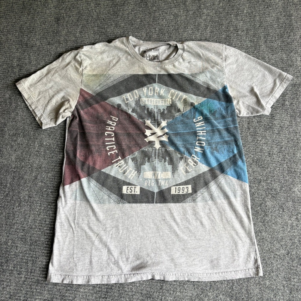 Zoo York Mens Graphic T-Shirt Heather Gray Unbreakable NYC Skate Tee Large 2693